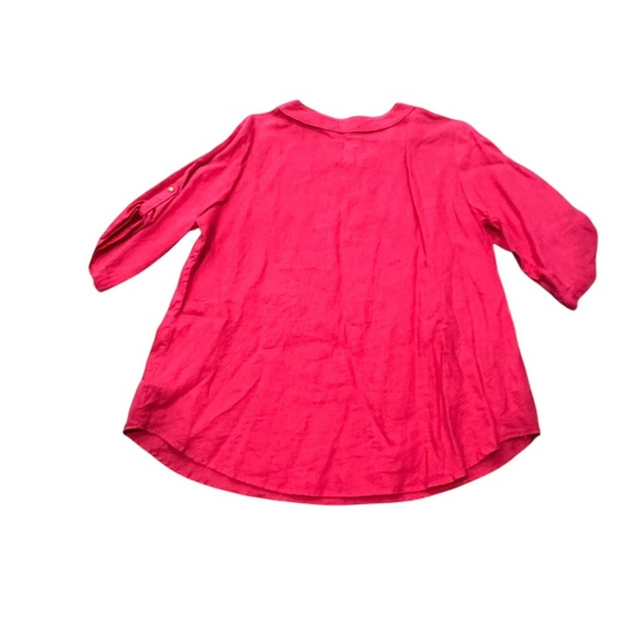 EUC Ellen Tracy Linen Fuchsia Tunic 1 x missing a button on pocket Saks 5th Ave - Picture 3 of 9